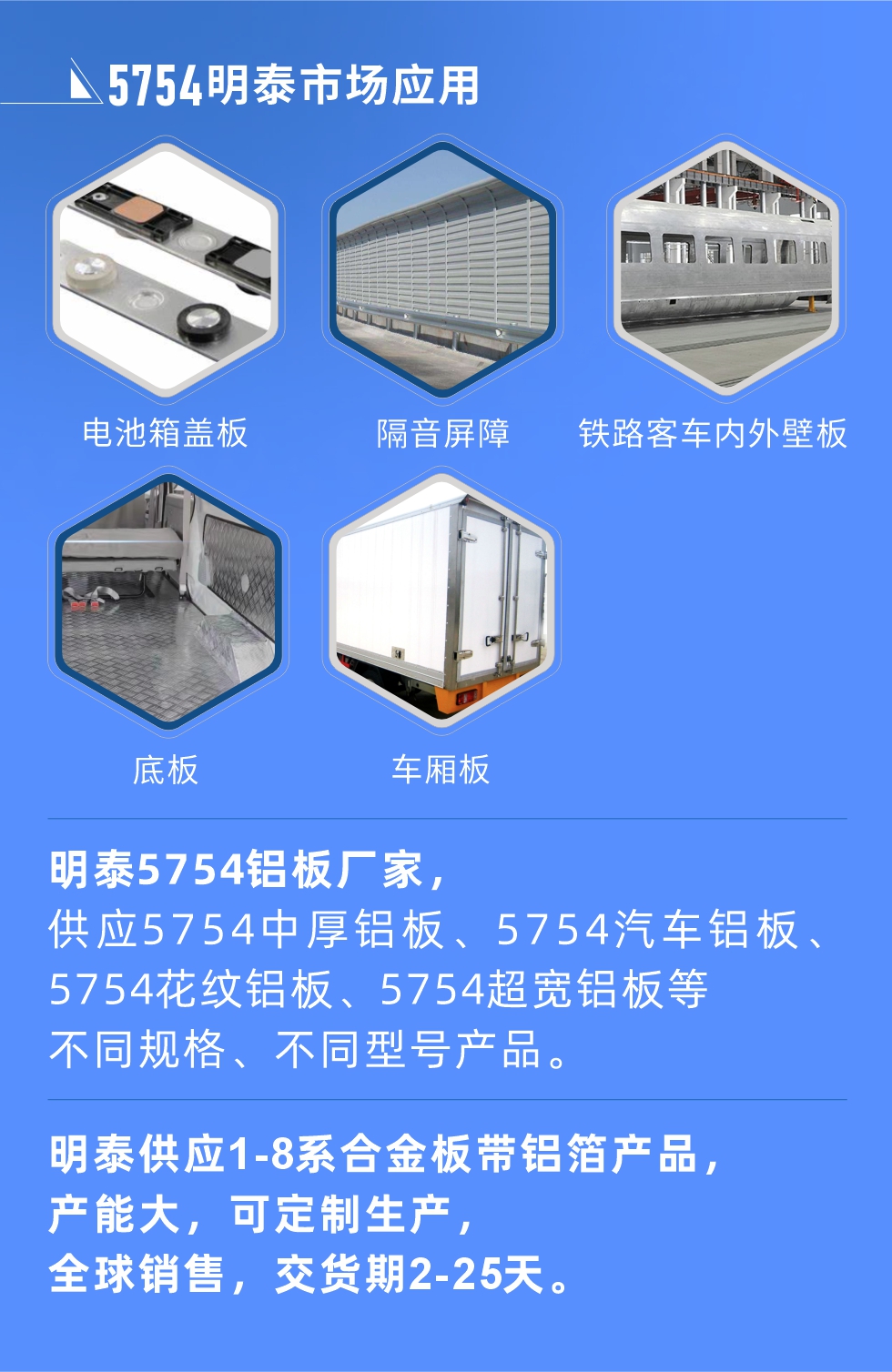 明泰5754鋁板優(yōu)勢

　　1、可焊接性能強，焊接裂縫的傾向低，焊縫和基體金屬的強度高。

　　2、表面的氧化物較少，軋制板材的表面質(zhì)量好，光滑無裂紋，無腐蝕斑點和硝鹽痕跡。

　　3、5754鋁板屬于中高強度的鋁合金，疲勞性能和耐腐蝕性能好。

　　4、可根據(jù)客戶需求定制不同厚度、不同版型的5754鋁板產(chǎn)品。

　　5754鋁板生產(chǎn)以及包裝要求
　　1、表面不允許有裂紋、腐蝕斑點和硝鹽痕跡。

　　2、表面上允許有深度不超過缺陷所在部位壁厚公稱尺寸8%的起皮、氣泡、表面粗超和局部機械損傷，但缺陷深度不能超過0.5mm,缺陷總面積不超過板材總面積的5%。

　　3、允許供貨方沿型材縱向打光至表面光滑。

　　4、其他要求：有需求方和供貨方自己擬定。

